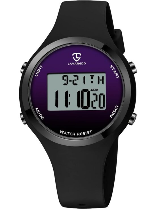 Women\'s Black Purple Quartz Chronograph Waterproof Outdoor Sport Digital Watch